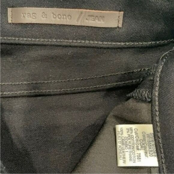Rag & Bone Lamb Leather Coal Skinny Tuxedo Embellished Jeans Womens Size 27 - Picture 10 of 10